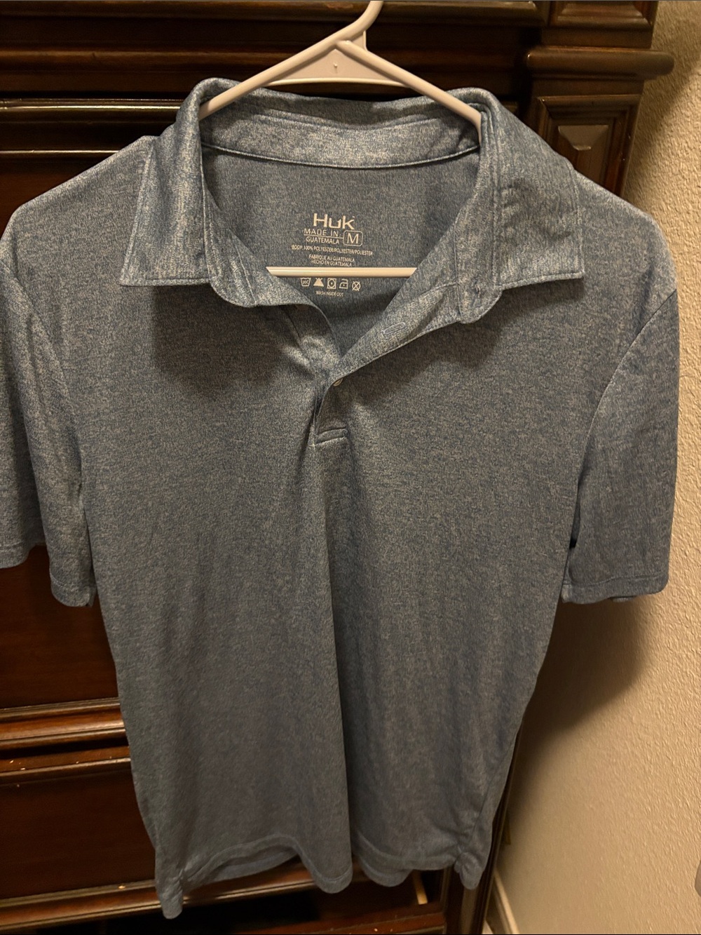 Huk Men's Blue Heather Performance Polo-Medium